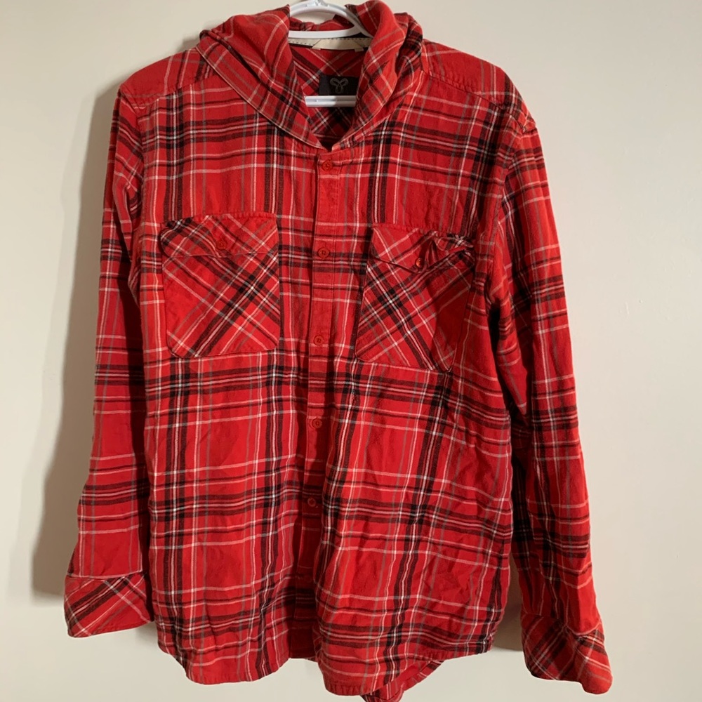 TNA Plaid Hooded Button Up